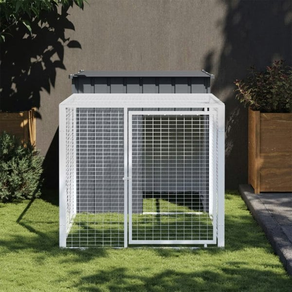Berkfield Chicken Cage with Run Anthracite 110x201x110 cm Galvanised Steel
