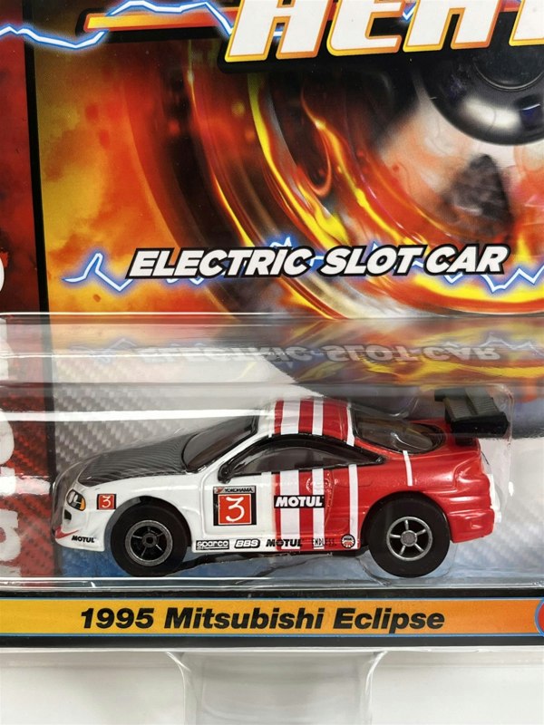 Auto World Slot Cars 1995 Mitsubishi Eclipse White Red HO Scale Slot Car X Traction Auto World SC378-3