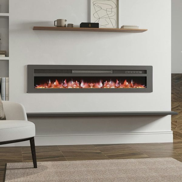 1800W Freestanding Electric Fireplace Insert Wall Mounted Electric Heater Remote Control Fireplaces Living and Home Black 60inch