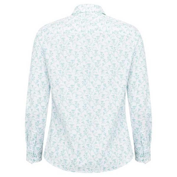 Hoggs of Fife thistle print shirt with long sleeves and curved hem, tailored for elegant countryside wear