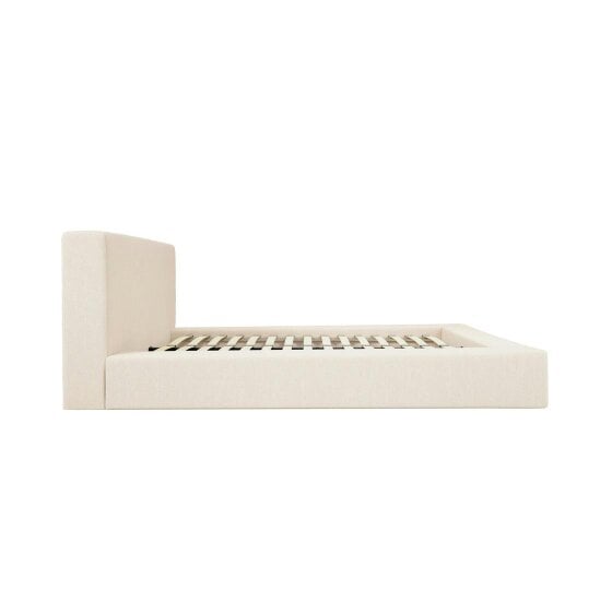 Wyld Haus Portarlington Upholstered Ivory Twill 4ft6 Double Size Bed with Headboard