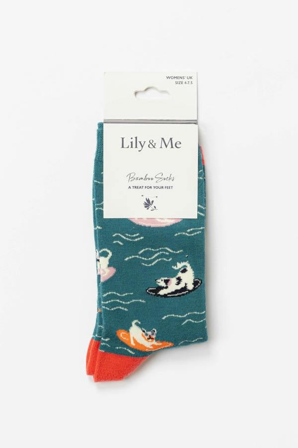 Lily & Me Bowie The Surf Dog Bamboo Socks And Decoration Giftbox