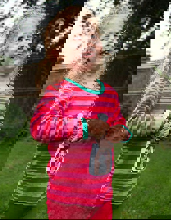 Organic Mouse and Mushroom Applique Long - Sleeved T-Shirt - Toby Tiger UK Retail