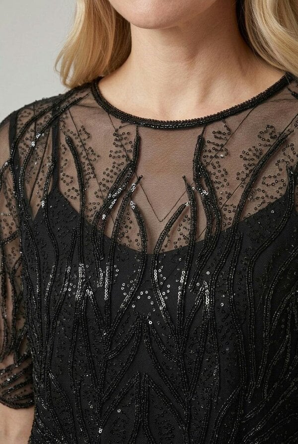 Izabel London Sequin Embellished Semi Sheer Top