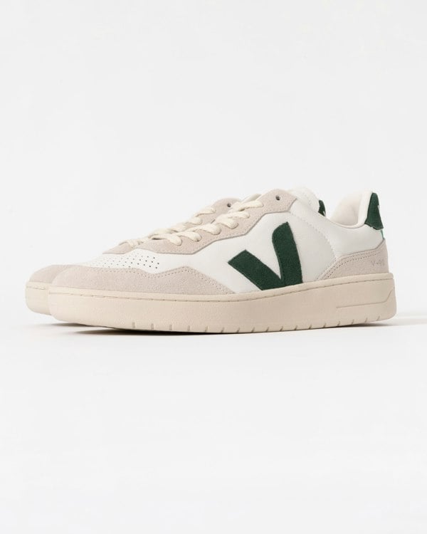 Veja V-90 OT Leather Mens Trainers White/Cyprus