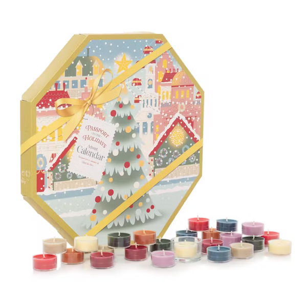 Yankee Candle Advent Calendar - 24 Tea Lights & 1 Tea Light Holder - Passport to the Holidays