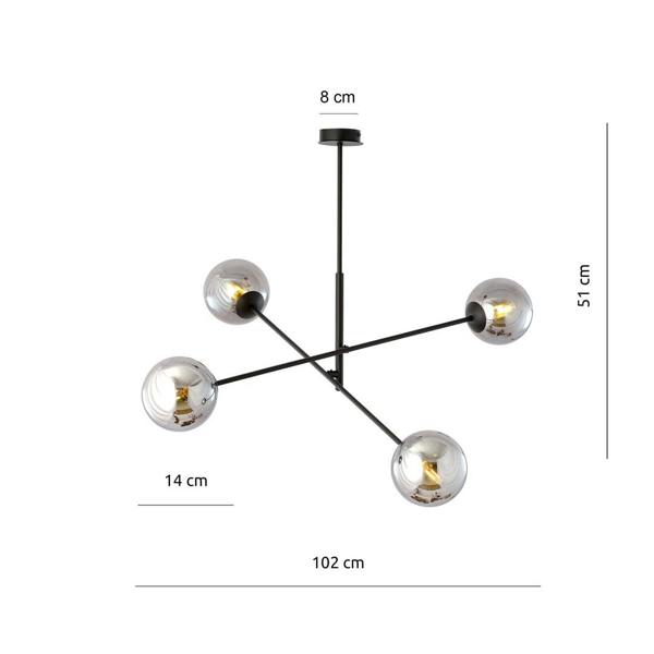 Emibig LINEAR Pendant lamp 4 x E14 Black with Graphite Shade