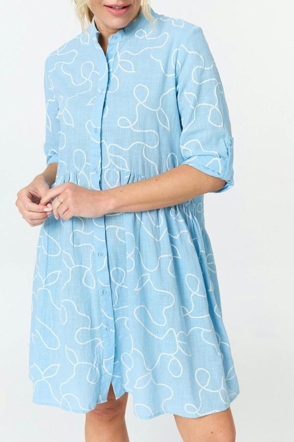 Blue | Abstract Relaxed Short Shirt Dress
