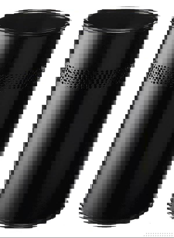 Durable Round Steel Waste Bin | 30mm Perforated Ring | 15L | Black