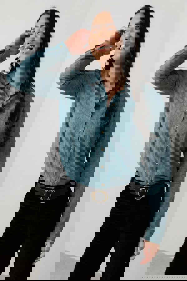 Lily & Me Patsy Textured Jacquard Shirt Sea Mist