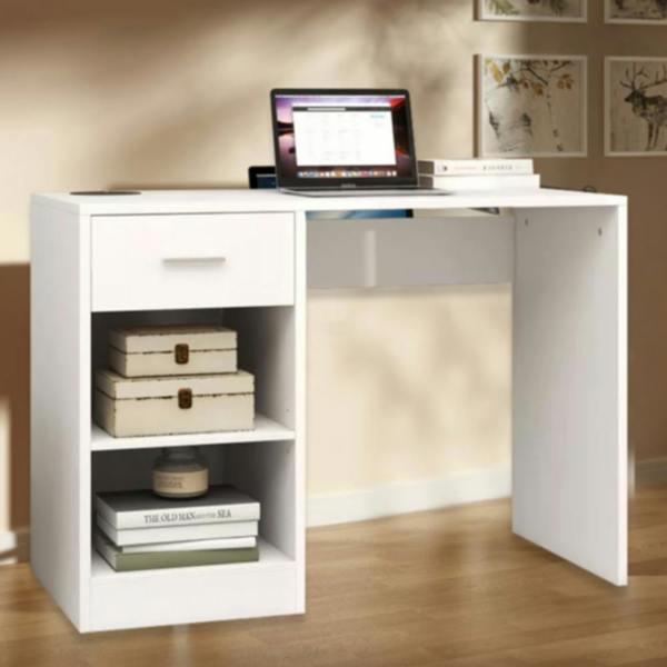 Havendro 100cm Computer Desk with Drawer & 2 Shelves Home Office Laptop Table