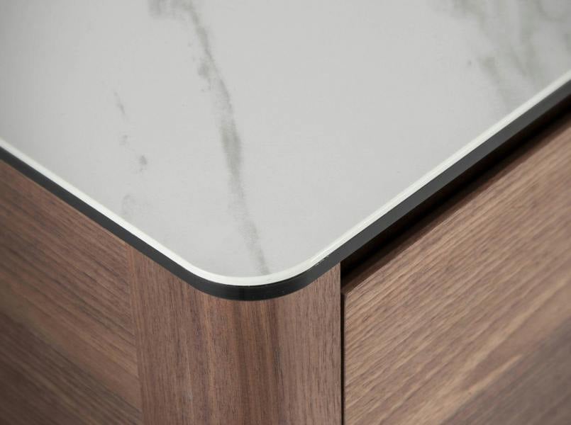 Angel Cerdá Walnut TV Stand With Glass Top Imitation Marble 3083