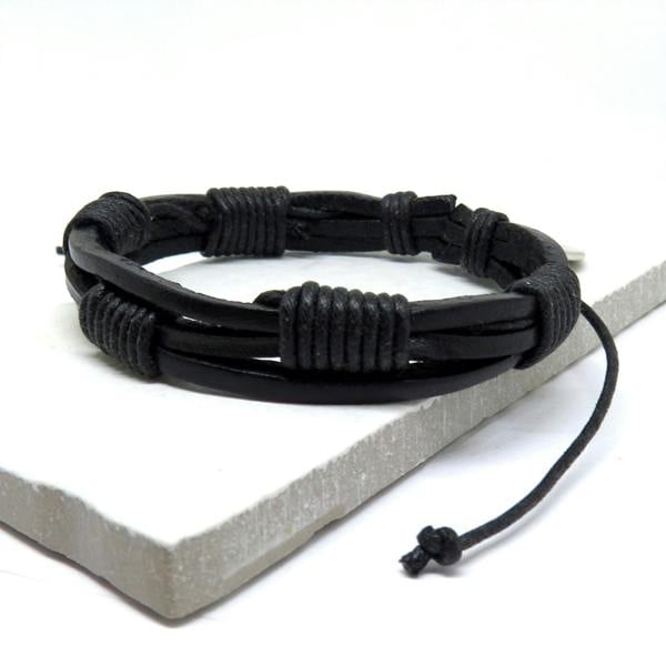 Aye Do Gifts Men's Black Leather Cord Bracelet