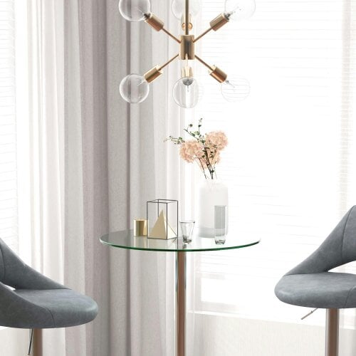 Wyld Haus Lorapa Metal And Glass Clear High Top Bistro Table For 2 With Steel Base