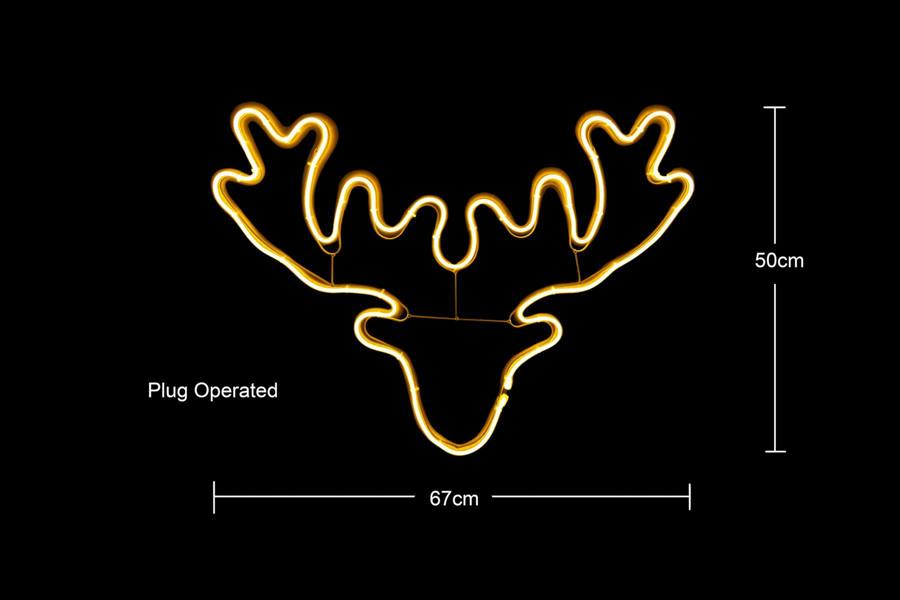 Stag Head Neon Effect Rope Light Silhouette with 90 Warm White LEDs for Indoor and Outdoor Display image 6