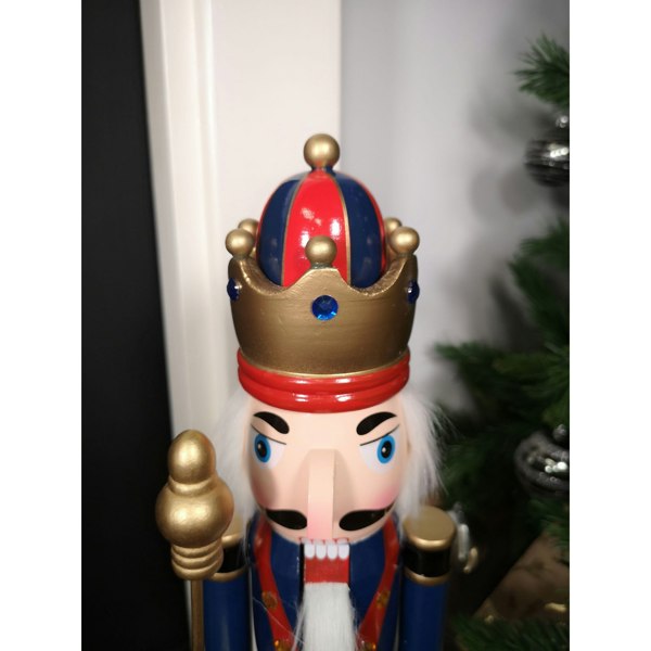 Samuel Alexander 60cm Traditional Wooden Christmas Nutcracker Soldier Decoration with Blue Body
