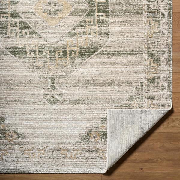 Livabliss Fifth Avenue-Vintage Green Brown Grey Traditional Boho Fringe Rug