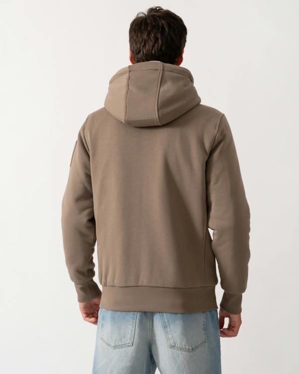 back of a Moose Knuckles Classic Bunny 3 Mens Fleece Hoodie in Ashen 2019