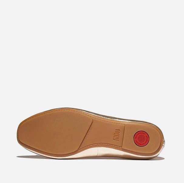 FitFlop Delicato Metallic Leather Women's Platino Ballet Flats