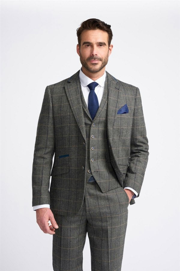 House of Cavani Albert Grey Tweed Check Blazer