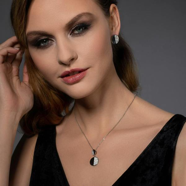 Disc Stud Earrings with Swarovski Crystals - namana.london