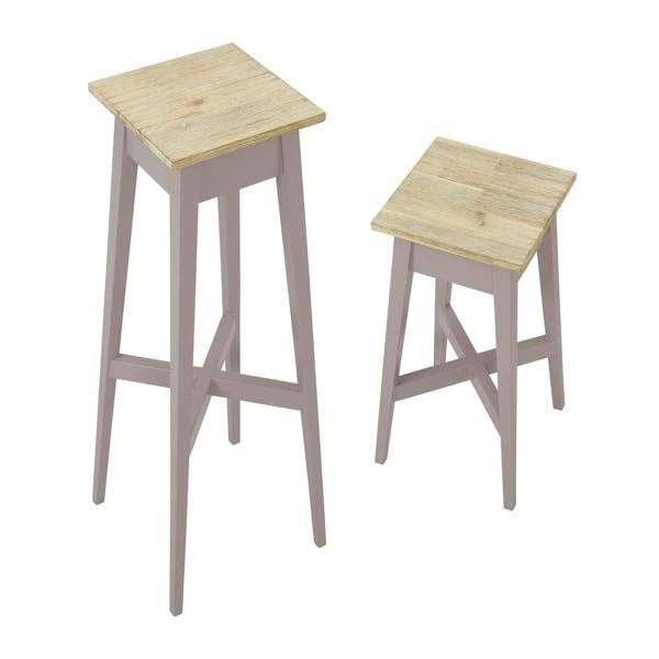 Statement Furniture Florence Plant Stands Set of 2, Tall Small Wooden Plant Holders Assembled