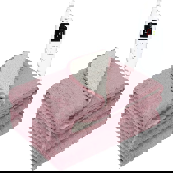 MONHOUSE Heated Electric Throw 9H Timer 9 Heat Setting Shearling Fleece Blanket