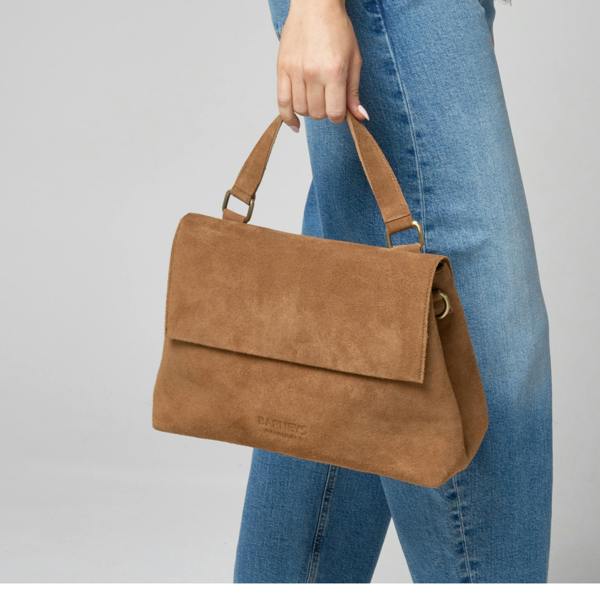 Barneys Originals Tan Real Suede Messenger Bag