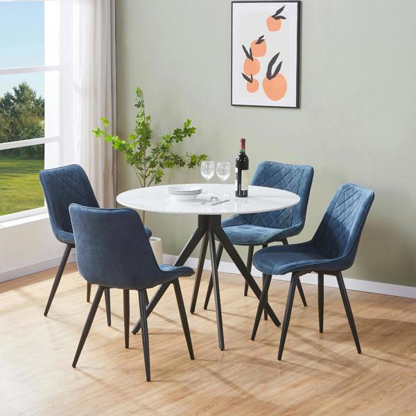 Core Products Aspen Round Dining Table, White Sintered Stone