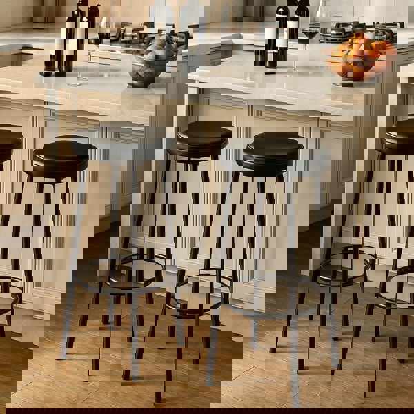 Rafaelo Mobilia Set of 2 Kitchen Counter Height Breakfast Bar Stools Black