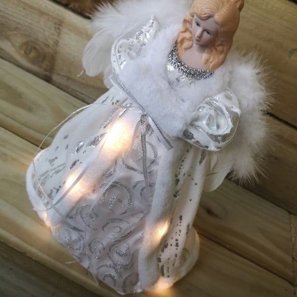Samuel Alexander 30cm Premier Lit Angel Christmas Tree Topper with Warm White LEDs