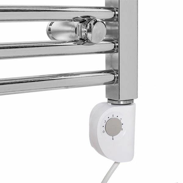 MYHOMEWARE 500mm x 800mm Chrome Electric Pre-Filled & Pre-Installed Heated Towel Rail