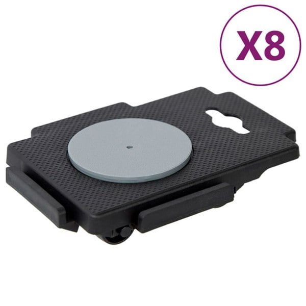 Berkfield Moving Dollies with 8 Wheels 8 pcs Black Polypropylene 150 kg