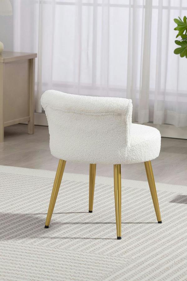 Living and Home Teddy Fleece Dressing Table Stool with Iron Legs