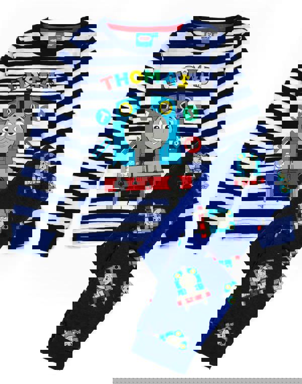 Thomas and Friends Boys Blue Thomas All-Over Print Short Sleeve Long Leg Pyjama Set