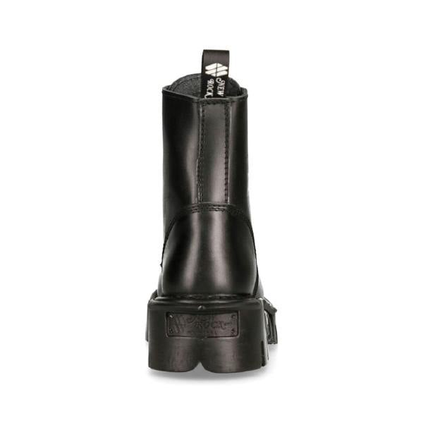 New Rock Unisex Black Gothic Military Biker Boots- MILI084N-S3