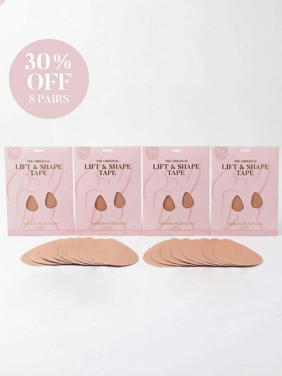 Perky Pear Original Lift & Shape Pear® Tape-QUAD Pack Savings Bundle-BEIGE (8 PAIRS)