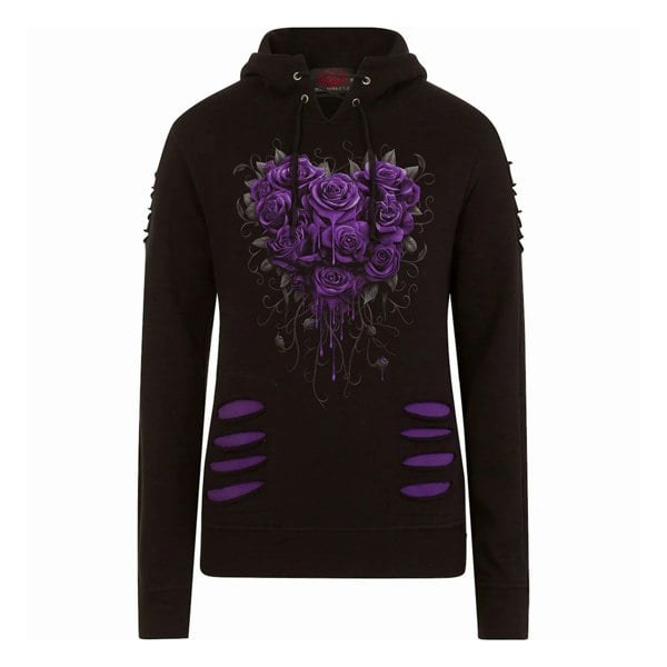 Spiral Direct Womens/Ladies Bleeding Heart Ripped Hoodie - Black