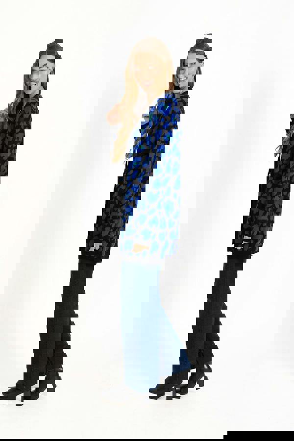 Jacquard Leopard Print Knit Cardigan