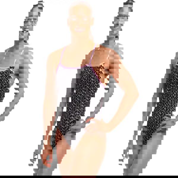 Funkita Summer Fish Tie black and pink geometric one-piece swimsuit