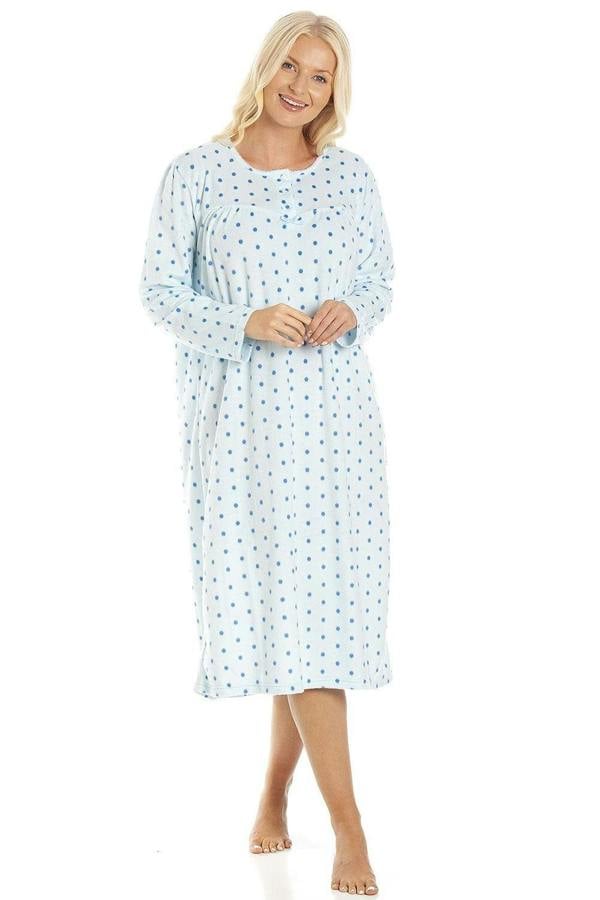 Classic Long Sleeve Polka Dot Soft Fleece Nightdresses