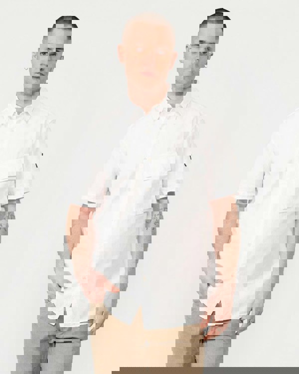 Belstaff Scale Mens Short Sleeve Shirt - White - CHO - Designer Mens Short Sleeve Shirts