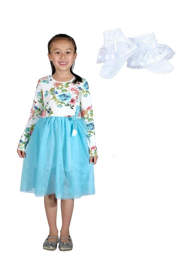 Cinda Floral Dress and Lace Socks