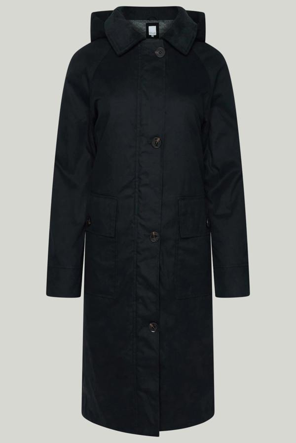 Elle Waxed Cotton Long Coat