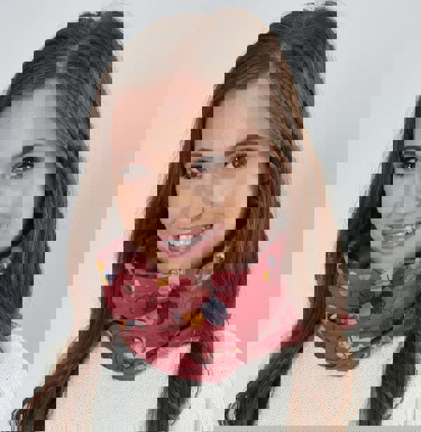 Antonia York Burnt Orange Floral Snood | Esme Loose Fit Neck Warmer with Soft Brushed Fleecy Back