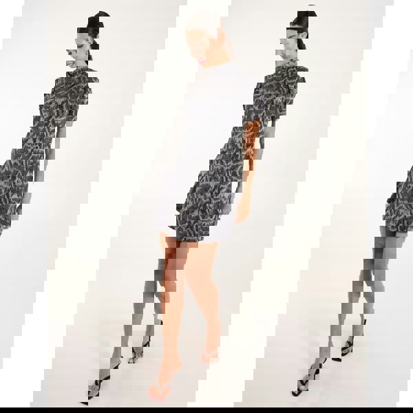 Blue Vanilla Puff Sleeve Swing Dress