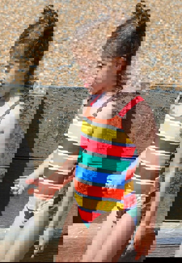 Happy Stripe Print Kids' Swimsuit - Toby Tiger