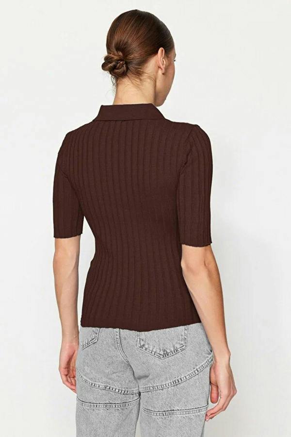 WOVCOR Basic Polo Collar T-Shirt Look Thin Blouse