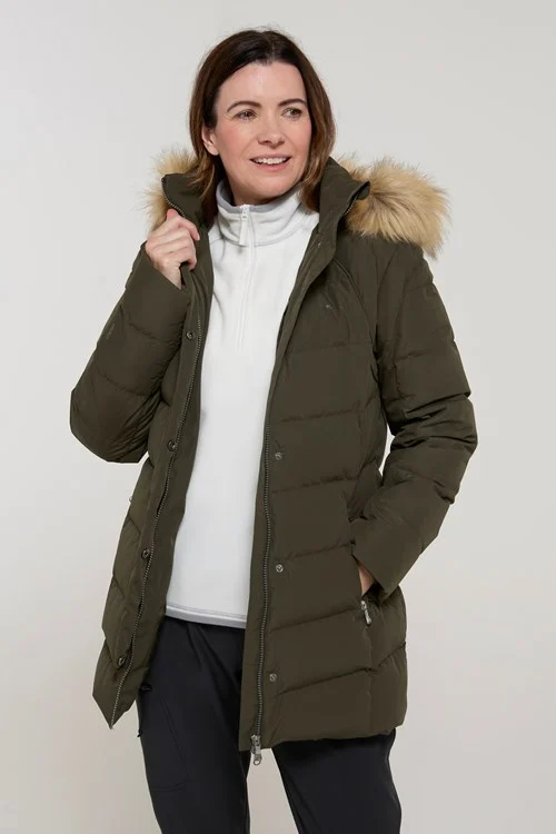 Mountain Warehouse Women's Isla II Long Down Jacket - Dark Khaki