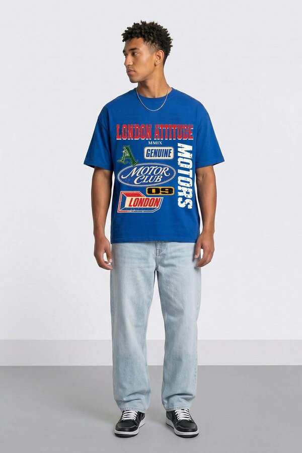 London Attitude Oversized Heavyweight Vintage Racing T-Shirt